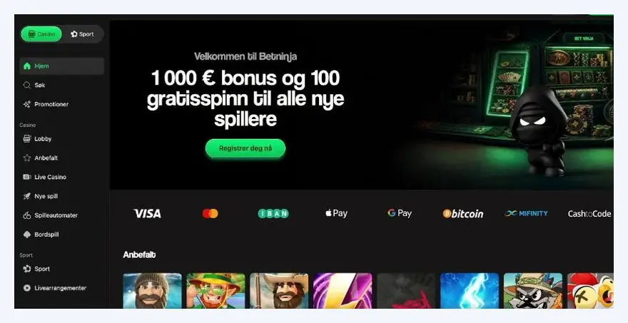 Betninja - forsiden